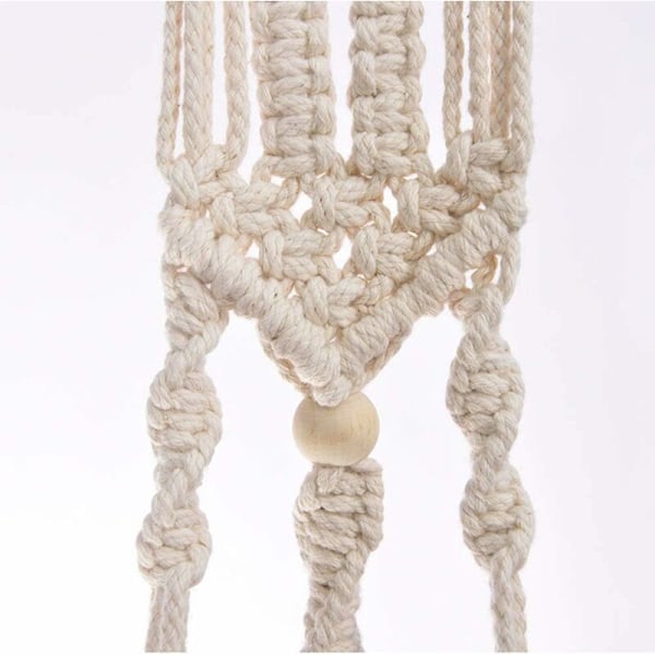 Macrame Hängande Korgar Set om 4 Bomullsrep Väggdekor Blomkruka Hängande Korg med Pärlor Boho Inomhus Utomhus Balkong Hängande Korg KLB