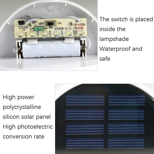 N760B 6 LED utomhus vattentät solcells semi cirkel ljusstyrd vägglampa (vit