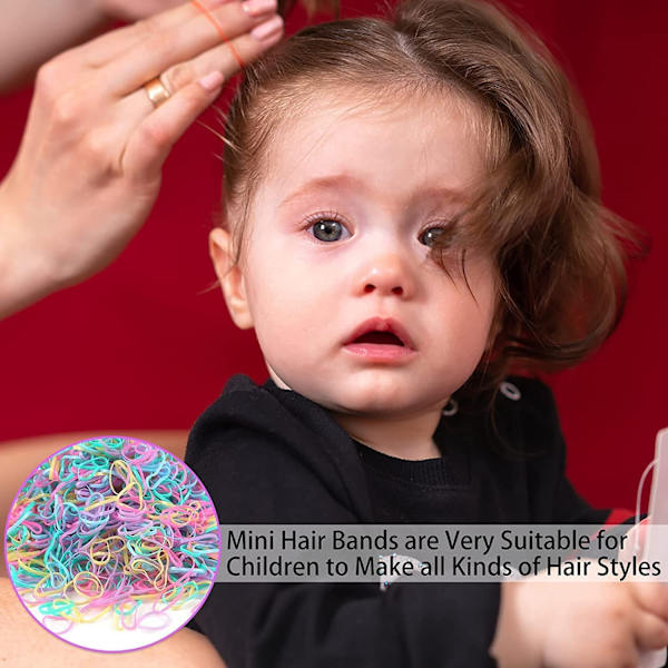 500 stk. Mini Multifarvede Elastiske Bånd, Elastikker Bløde Elastiske Bånd til Børns Hår, Små Dreadlocks, Fletning til -