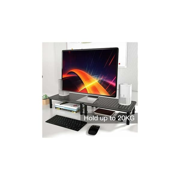 Monitor Stativ - Ergonomisk 3 Højdejusterbar Laptop Stativ med Mesh Platform til Bærbar, Computer, iMac, PC, Printer op til 20 kg KLB
