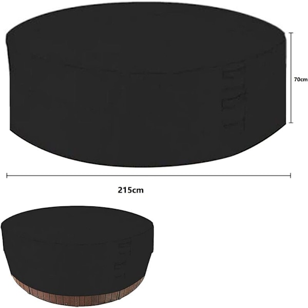 Runt lock för bubbelpool, vattentätt skydd för spa med UV-skydd och dragsko, runt lock för badkar, swimmingpool, sandlåda, 215x70cm KLB