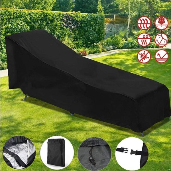 Sun Lounger Cover, Waterproof Protective Cover for Garden Sun Lounger --Black 2