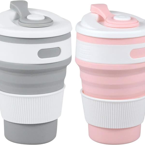 Gjenbrukbare Camping- og Reise-Silikonbrettbare Kopper - (2-pakning, 350 ml) KLB