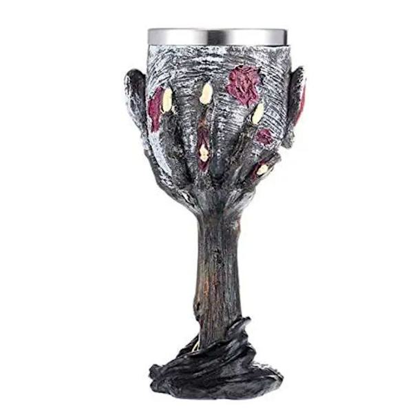 Harpiks Rustfrit Stål Skalle Vinglas Retro Gothic Cocktail Ulv Vinglas til Fest Bar Personlig Servise Hjem Decor Skalle Vinglas