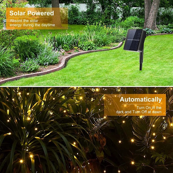Solcellslampor utomhus 11m 100 LED solcellslampor 8 lägen vattentät koppard