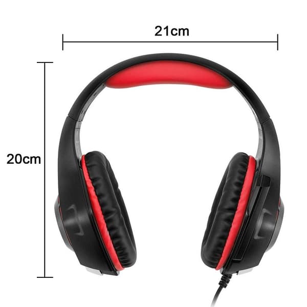 Headset med mikrofon til PS4 Xbox One, Surround Sound Sort Rød