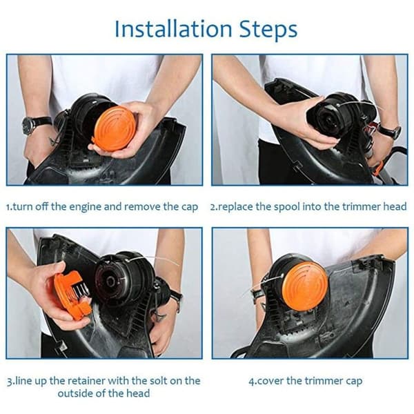Pakke med 6 trådsneller med 2 deksler for å erstatte Black Decker Lawn Tri