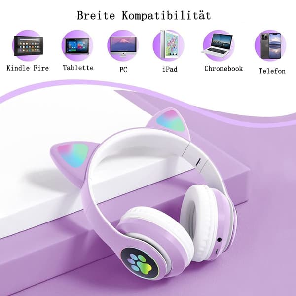 Bluetooth-hörlurar för barn, hopfällbara flickhörlurar over ear, trådlösa