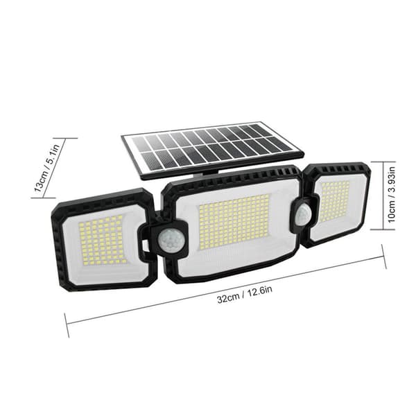 140 LED Solcellelys for Utendørs 1200mAh Solvanntett Vegglampe