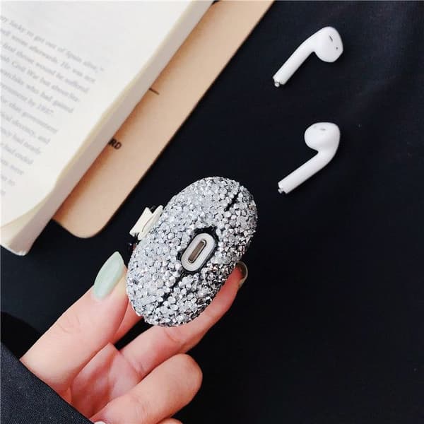 Diamond Bluetooth-hörlurar Pods Case skyddande hårt fodral silver
