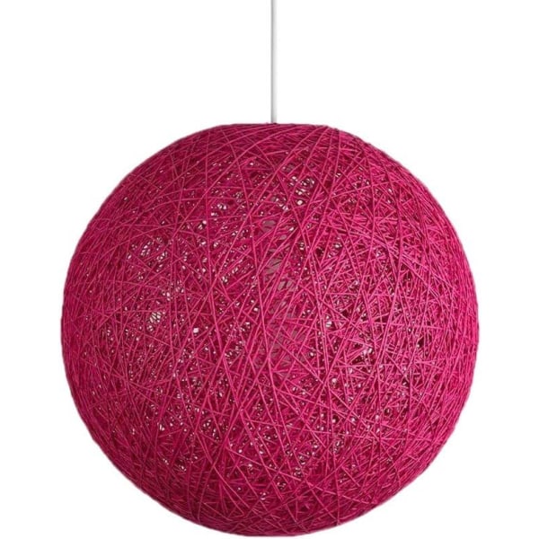 Sisal hängande lampa Rund boll lampskärm rotting ljuskrona, Diameter (Rose Red, 25cm)