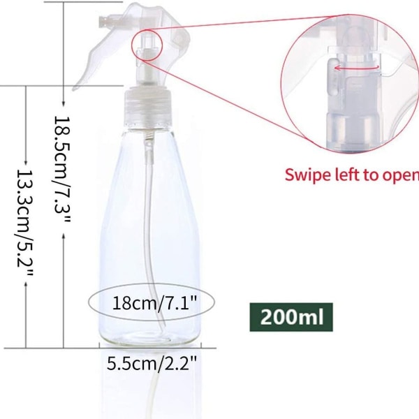 200ml sprayflaske Bærbar plastsprayflaske Gjenfyllbar sprayflaske for Di