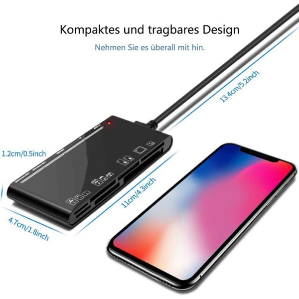 Kortlæser USB 3.0, 7-i-1 hukommelseskortlæser, USB 3.0 (5 Gbps)