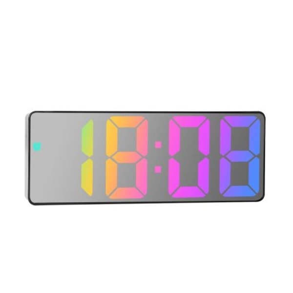 Färgtypsnitt LED elektronisk klocka vid sängen väckarklocka storskärmsklocka (0725 svart skal