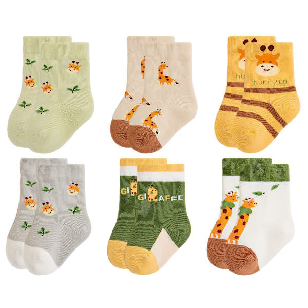 Set med söta girafftryckta tecknade strumpor för flickor, 14-16 cm KLB