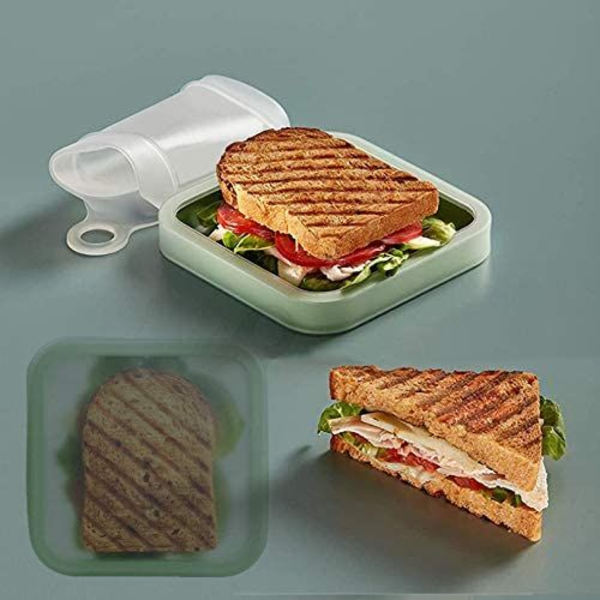 3 stk. Sandwich Toast Frokostboks Silikone Børn Lækagesikker Blød Forseglede Genanvendelige Frokostboks, med låg Bærbar Madopbevaringsbeholder til Børns Frokost Kontor