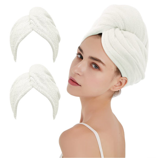 3-pack (grå, rosa, blå) mikrofiberhårhandduk, superabsorberande, snabbtorkande, twistturban med knappar, badögla, fäst hatt för salongstorkning av hår