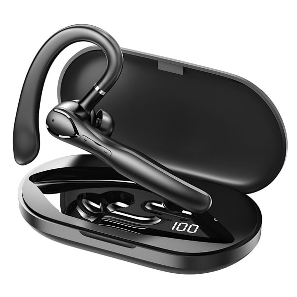 Bluetooth-hodetelefoner, trådløse hodetelefoner med ladeboks, LED-skjerm, 15 timer