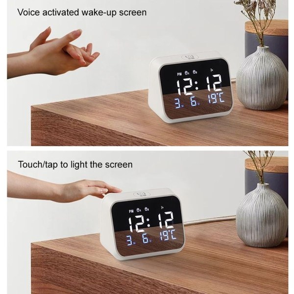 Multifunktionell elektronisk väckarklocka med LED-display (svart)