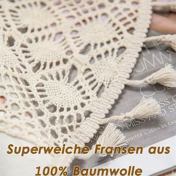 Bistro gardin, boho kort gardin, beige med kvaster, panelgardiner, KLB