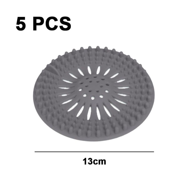Hår Catcher Holdbar Silikon Dusj Avløp Hår Stopper Grå