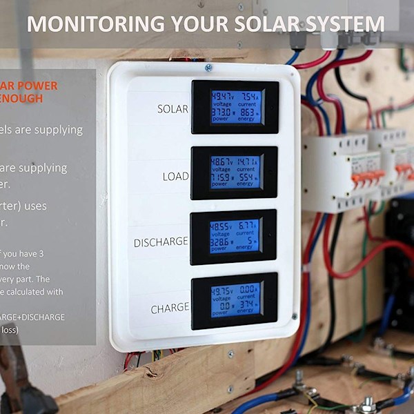 DC 6.5-100 V 100 A Spänning Ström Effekt Energimätare DC Volt Amp