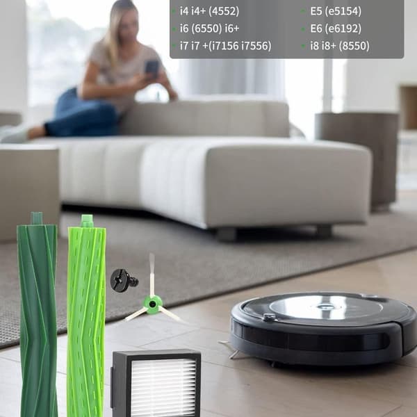 Tilbehørsett kompatibelt med iRobot Roomba i7 E5 E6 E7 sidebørster valser filtre