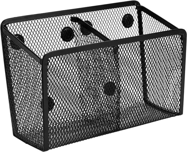 Magnetisk penneholder, 2 rum, mesh rustfrit stål, 2 rum