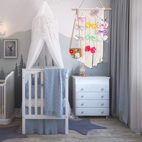 Vevd regnbue veggdekorasjon, regnbue macrame veggdekorasjon for