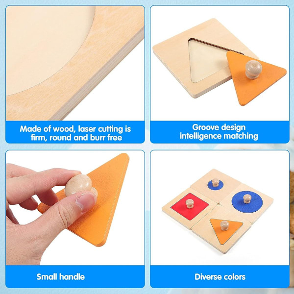 Stykke Geometrisk Puslespil Bræt Montessori Flere Form Puslespil Knap KLB