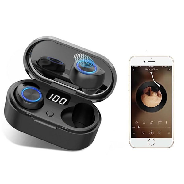 Bluetooth-kuulokkeet, langattomat kuulokkeet korvassa mustalla