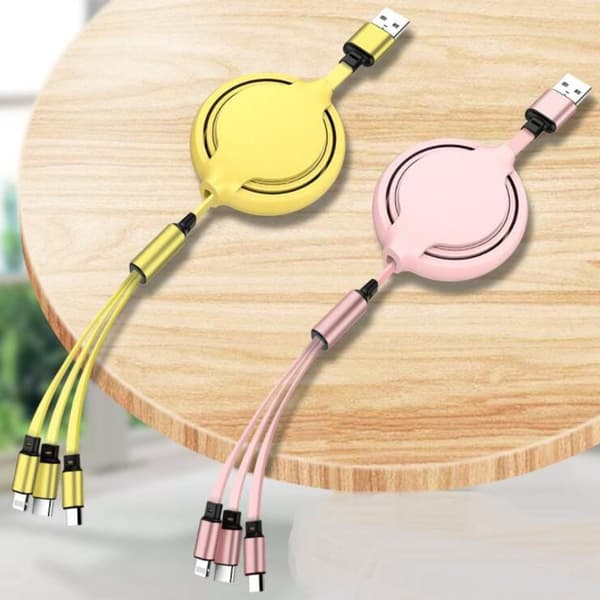 3-in-1 On The Soft Glue Go -retractable charging cable, punainen