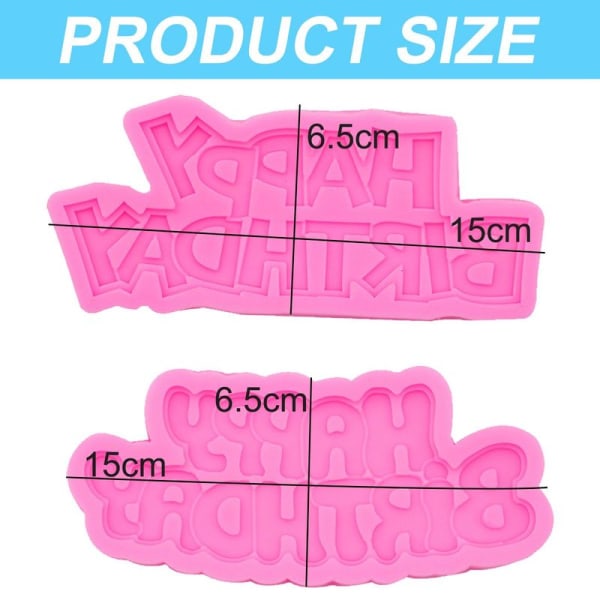 2PCS Letter Fondant Mold Happy Birthday Silicone Molds Cake Candy