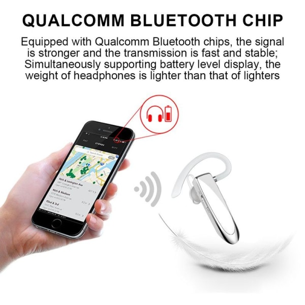 Bluetooth-ørepropper V5.0 Trådløst håndfri headset 24 timer Hvit