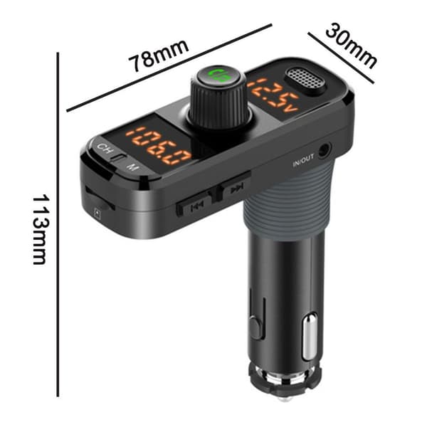 FM-sender, bil Bluetooth 5.0-adapter radiotransmitter med dobbelt USB KLB