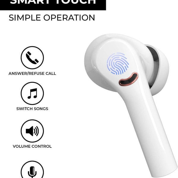 Aidosti langattomat nappikuulokkeet aktiivisella melunvaimennuksella, Bluetooth, valkoinen