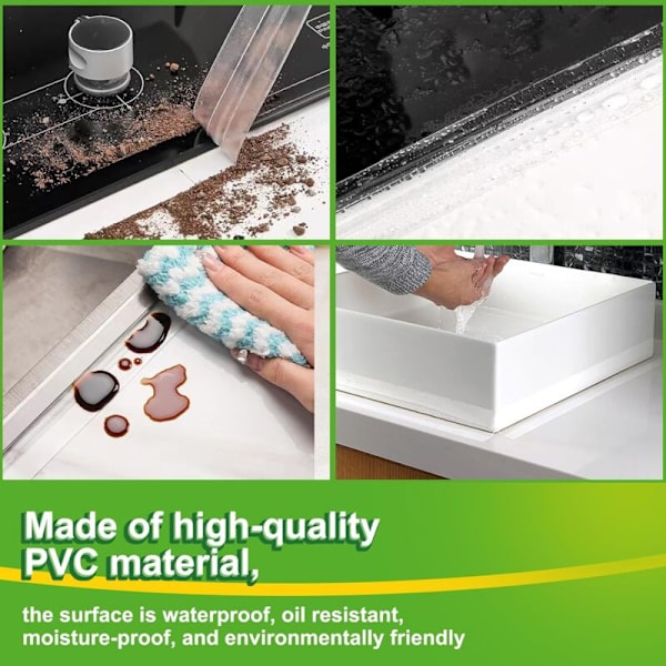 2 stk. Transparent baderomstetting, selvklebende PVC-teip for badekar, bad, dusj, kjøkken, antimugg, tetting, vanntett KLB