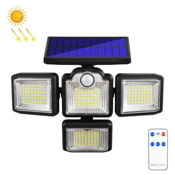 TG-TY085 solcellsdriven roterande lampa med fyra huvuden, intelligent fjärrkontroll, mänsklig kropp