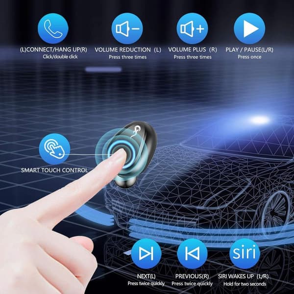 Bluetooth-hörlurar, F9 TWS trådlösa Bluetooth 5.0-hörlurar,
