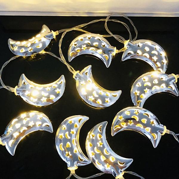 1,5 m 10 LED metall ihålig månform koppartråd ljusslinga KLB
