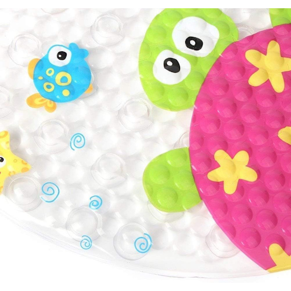 Frosk Topp-Spring Sklisikker PVC Badematte for Barn, Plast, Flerfarget