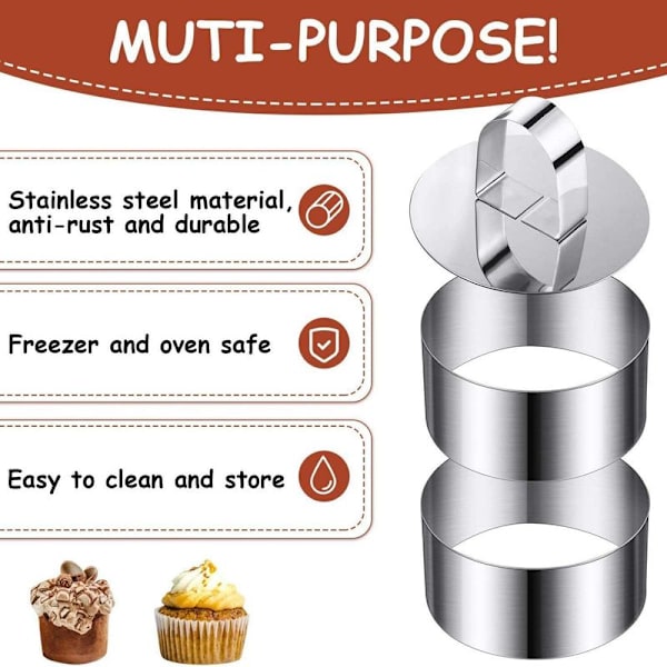 Dessert ring sett, 12-delt kakeringssett, dessertring 8 cm, liten kakering,
