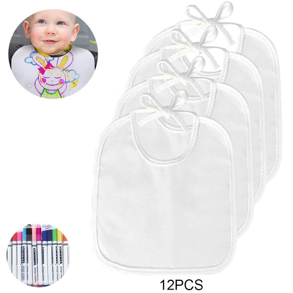 lenbest 12-pack målarförkläden, 26 x 30 cm vita baby triangeldukar KLB