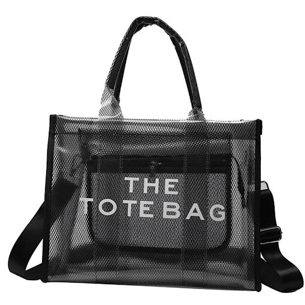 Gjennomsiktige tote-vesker for kvinner, gjennomsiktig crossbody-veske svart KLB