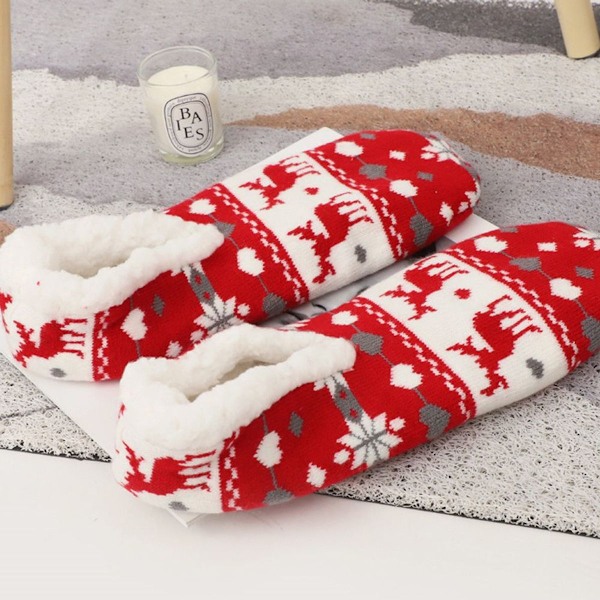 Dame Varm Fluffy Fleece Foret Deer Sutsko Strømper KLB