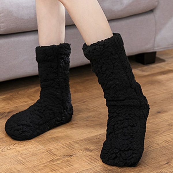 Furry Leg Warmers Over Knee High Fluffy Socks Plush Slippers Style 1 KLB