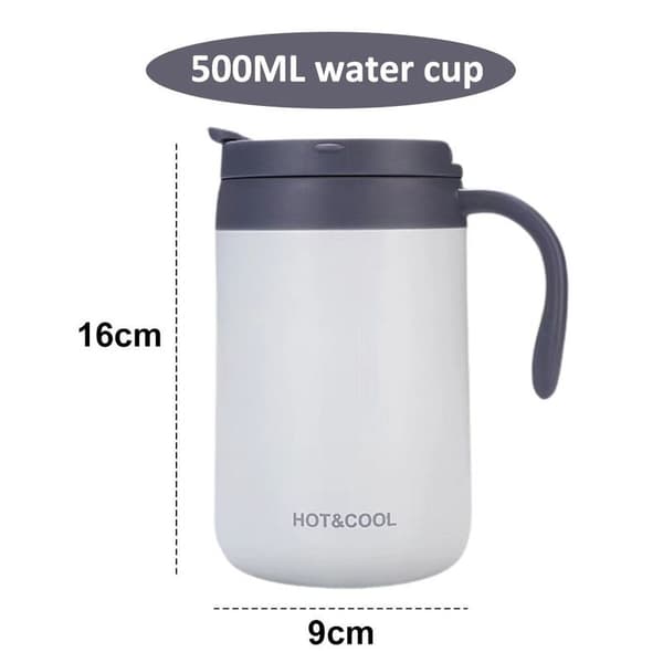 500 ml, 304 rostfritt stål mugg, resekopp med lock och