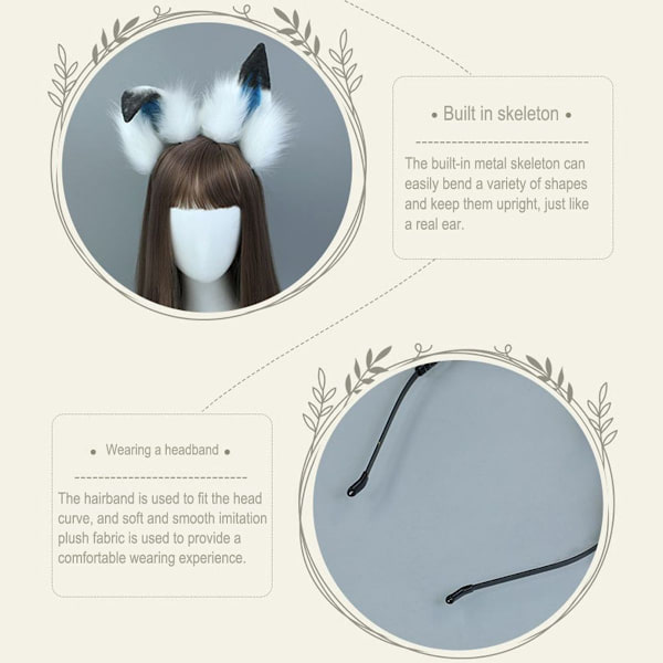 Fox Wolf Cat Dog Ears Hodebånd Hårbånd Halloween Kostymefest KLB