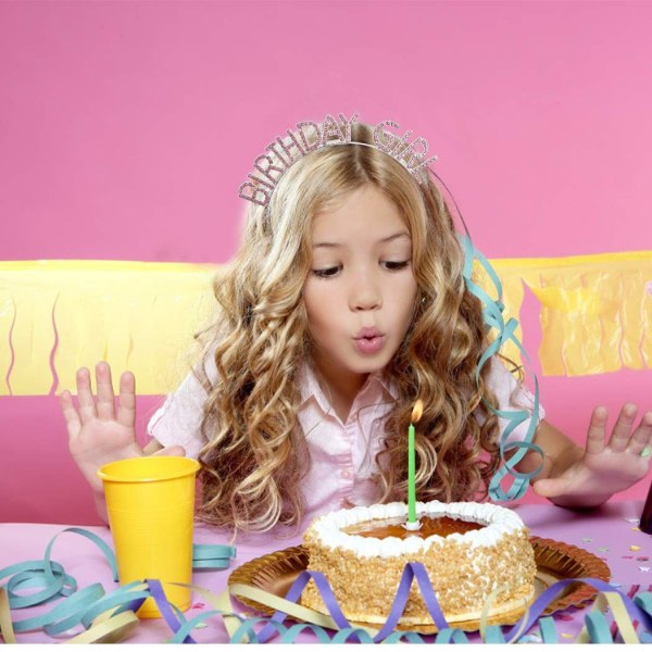 Birthday Girl Pannebånd Bursdag Tiara for kvinner Jenter Gratulerer med dagen Princess Crown Rhinestone Gratulerer med dagen Tilbehør, Rosa