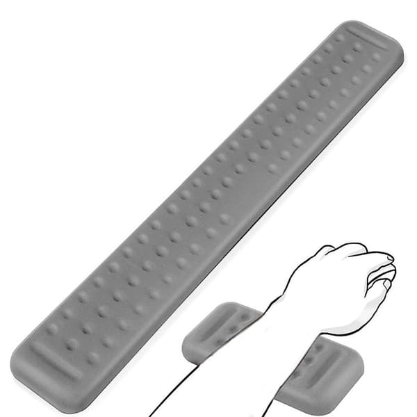 Sett med håndleddstøtte i minneskum for datamaskin-tastatur, grå
